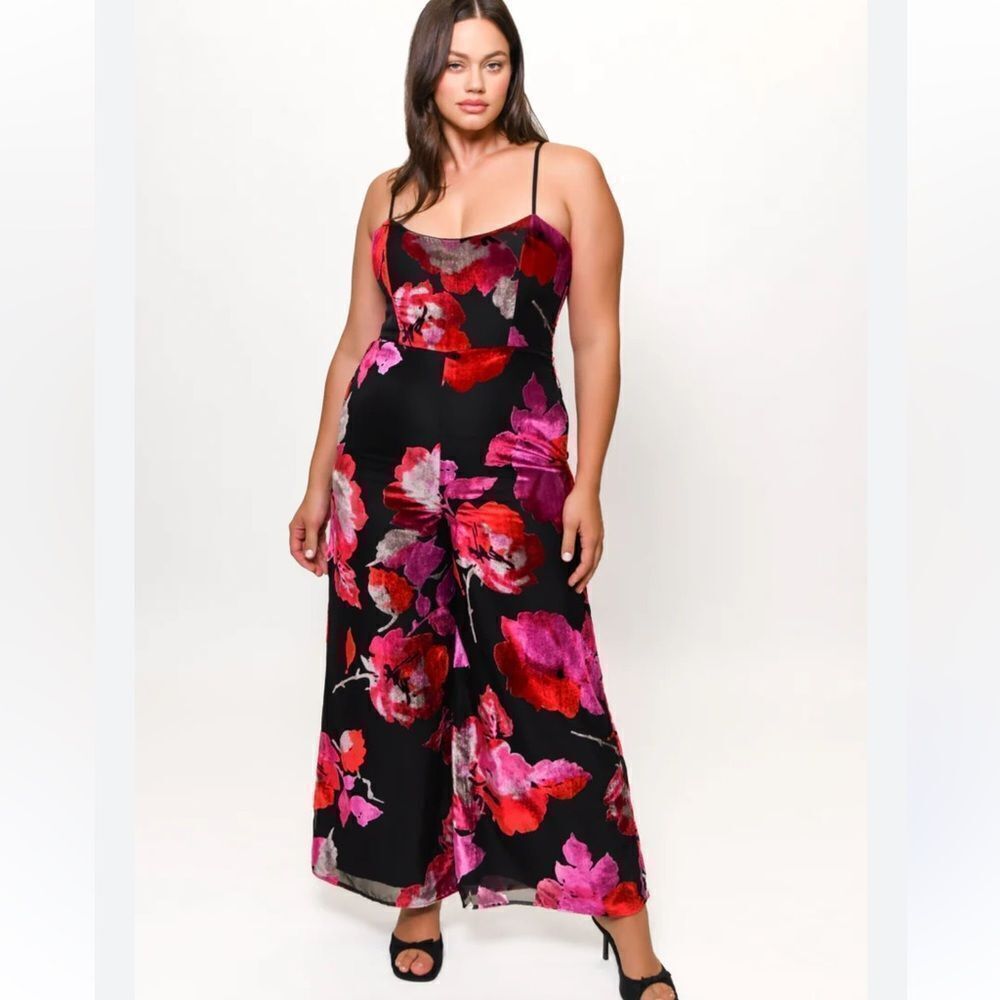 NWT Hutch Nalini Jumpsuit Floral Velvet Size 14